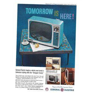 Vintage 1958 General Electric Tomorrow Is Here MOD Print Ad Mid Century Modern